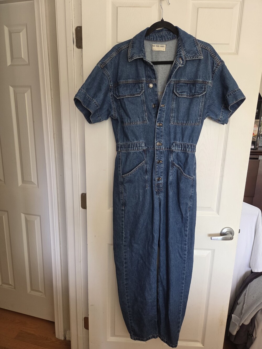 Free People Blue Denim Midi Jumpsuit Dress